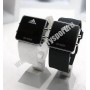 Часы Led Adidas синяя подсветка (белый ремешок) арт.adidas led