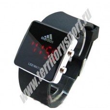 Часы Led Adidas красная подсветка (черный ремешок) арт.adidas led