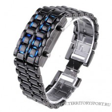 Часы Led Iron Samurai цв.хром темные (синяя led подсветка) арт.iron4
